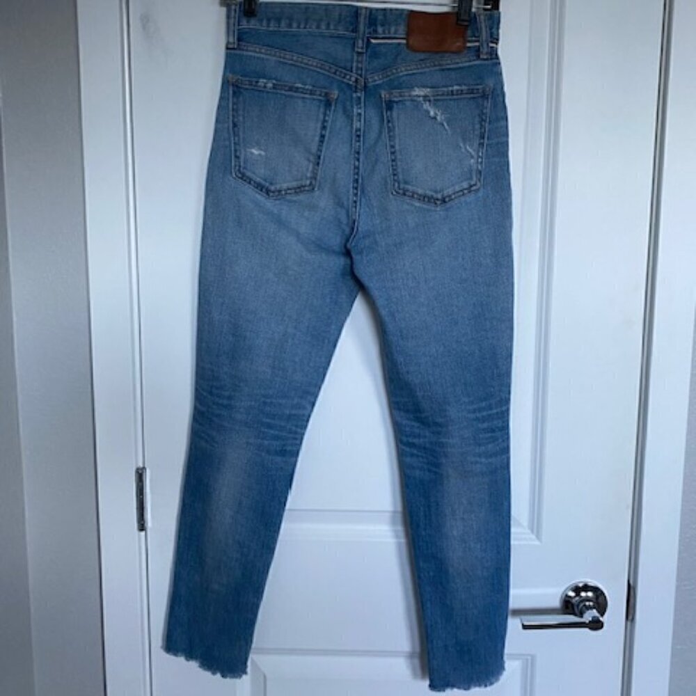 MOUSSY Vintage Mid Rise Tapered Leg Distressed Denim Blue Jeans 26 - Picture 4 of 16